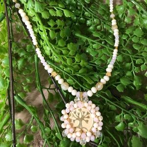 HANDMADE Tree Of Life Necklace Crystal Gold Plated
